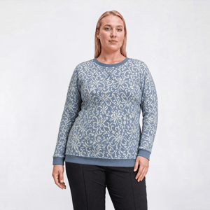 Plus Size Emily Daniels Long Sleeve Floral Ribbed Sweater